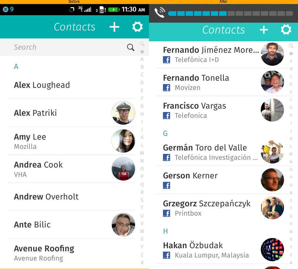 The contact thumbnail scaling is terrible, all jagged