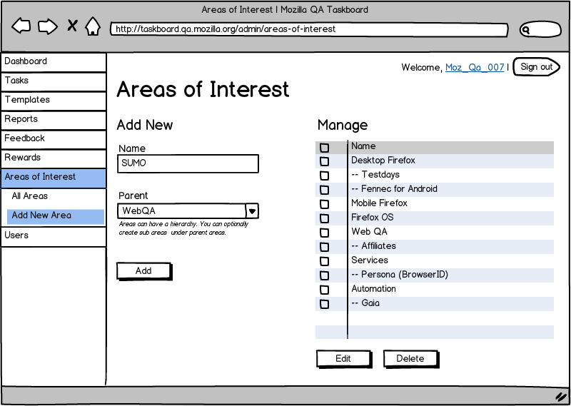 Dashboard Page