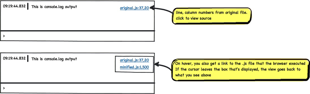 Source mapped output in the Web Console