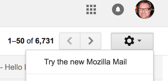 Click on the gear to unlock the new Mail UI