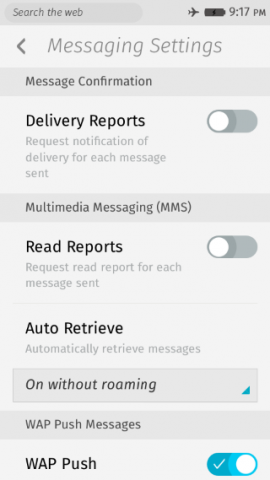 User is forwarded to the Messaging Settings